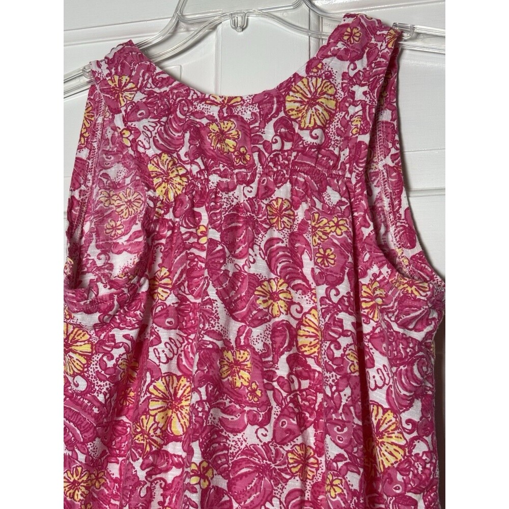 Lilly Pulitzer Gale Tunic Style Tank Top Pink/Yellow Floral Women's M #34065 - Picture 4 of 7